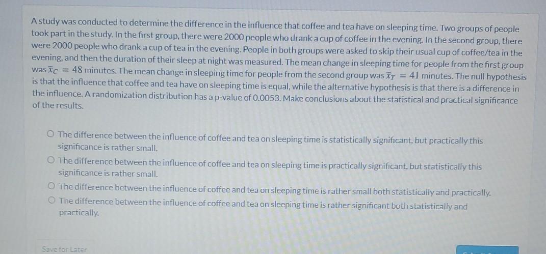 Solved A study was conducted to determine the difference in | Chegg.com