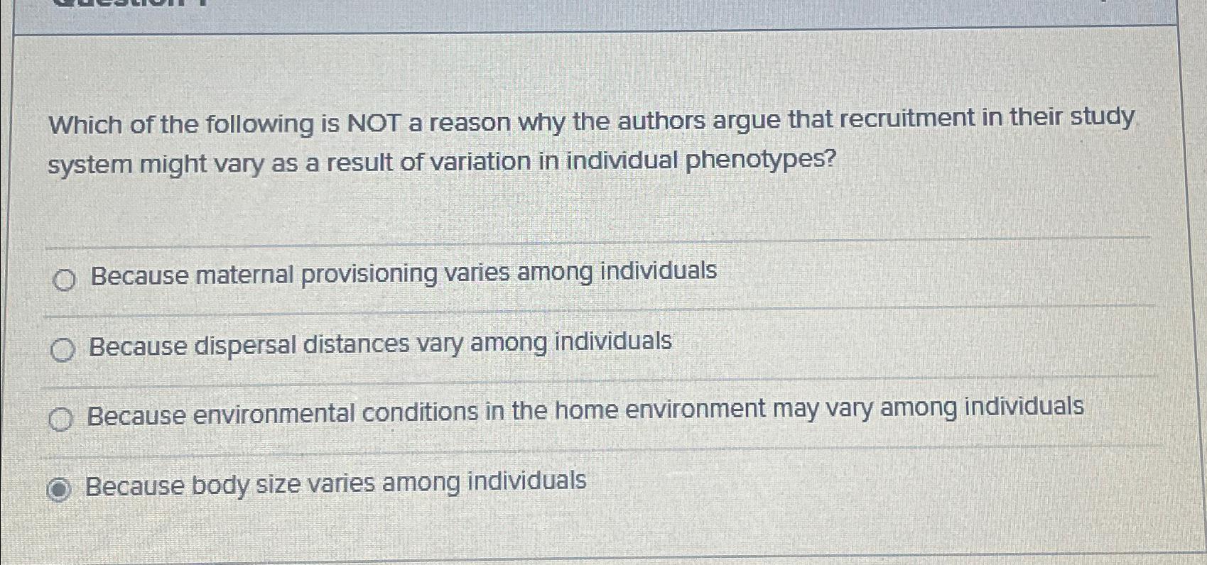 Solved Which of the following is NOT a reason why the | Chegg.com