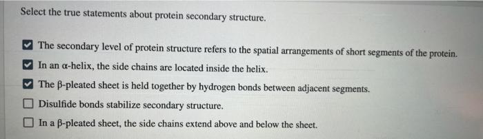 Solved Select the true statements about protein secondary | Chegg.com