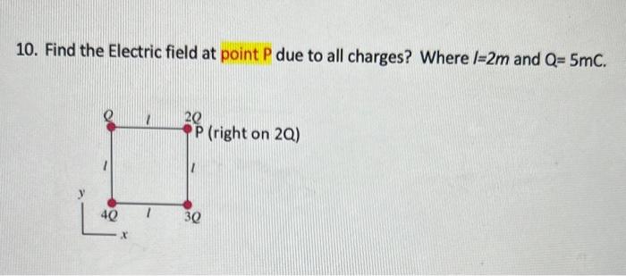 Solved 10. Find the Electric field at point P due to all | Chegg.com