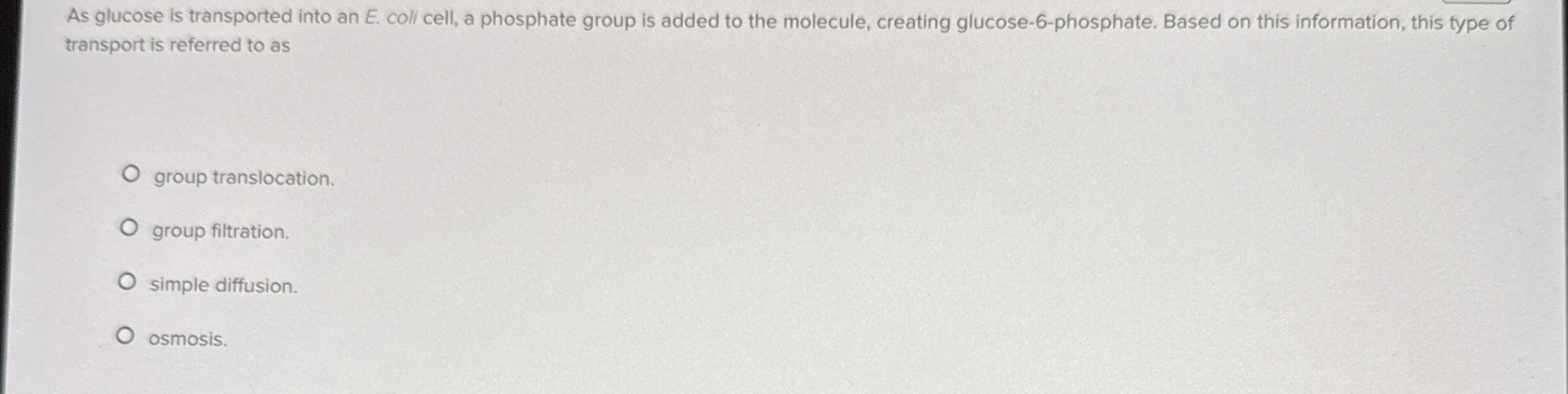 Solved As glucose is transported into an E. ﻿coli cell, a | Chegg.com