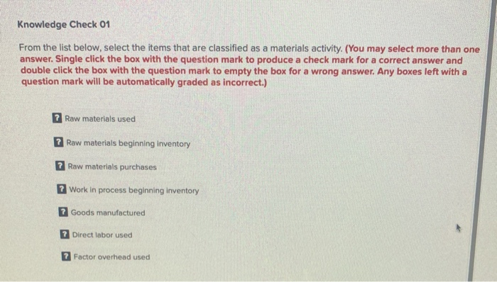 Solved From the list below, select the items that are | Chegg.com