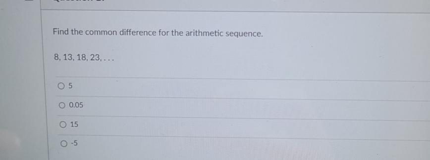 Solved Find the common difference for the arithmetic | Chegg.com image.
