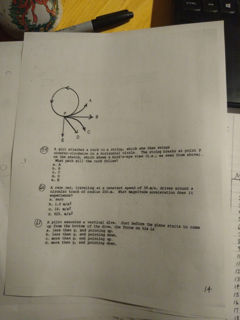 Solved Ctrl D A Girl Attaches A Rock To A String Which She Chegg Com