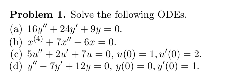 Solved Problem 1. ﻿Solve the following | Chegg.com