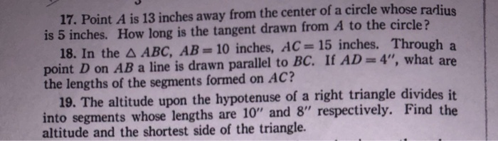 17 Point Shape Solved 17. Point A is 13 inches away from the center of a | Chegg.com