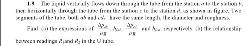 Solved 1.9 The liquid vertically flows down through the tube | Chegg.com