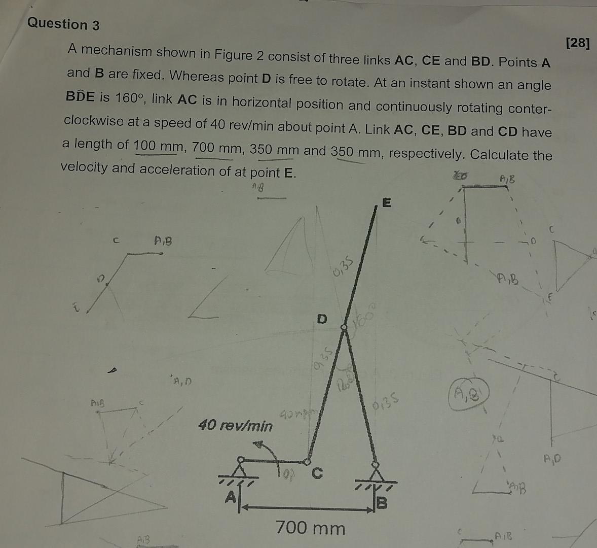 Solved A Mechanism Shown In Figure 2 Consist Of Three Links | Chegg.com