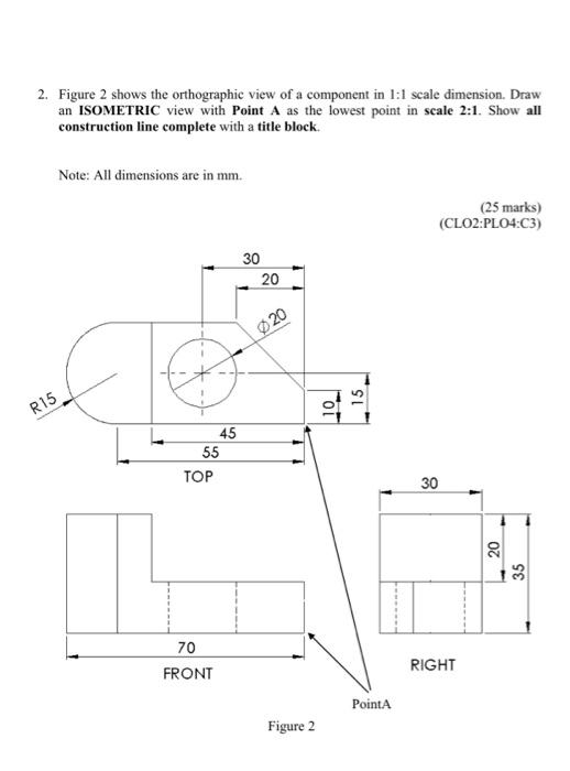 Solved 2. Figure 2 shows the orthographic view of a | Chegg.com