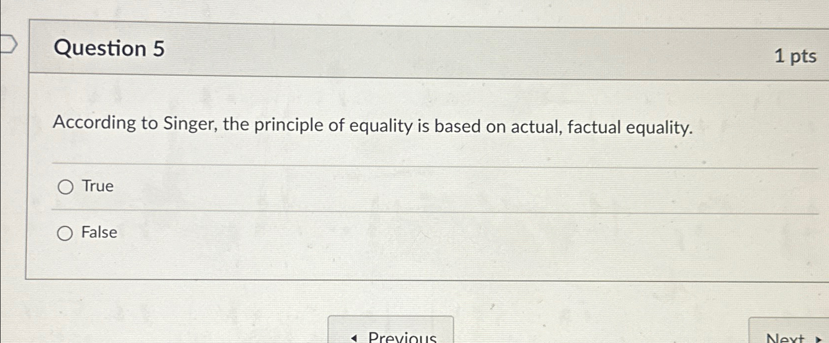 Solved Question 51ptsAccording to Singer, the principle of | Chegg.com
