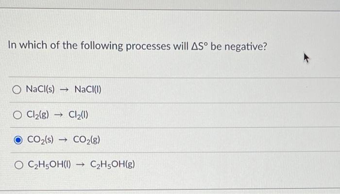 Solved In which of the following processes will ASº be | Chegg.com