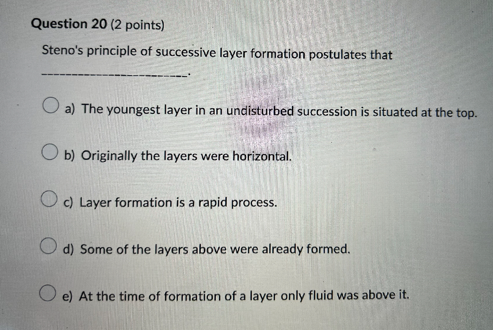 Solved Question 20 (2 ﻿points)Steno's principle of | Chegg.com