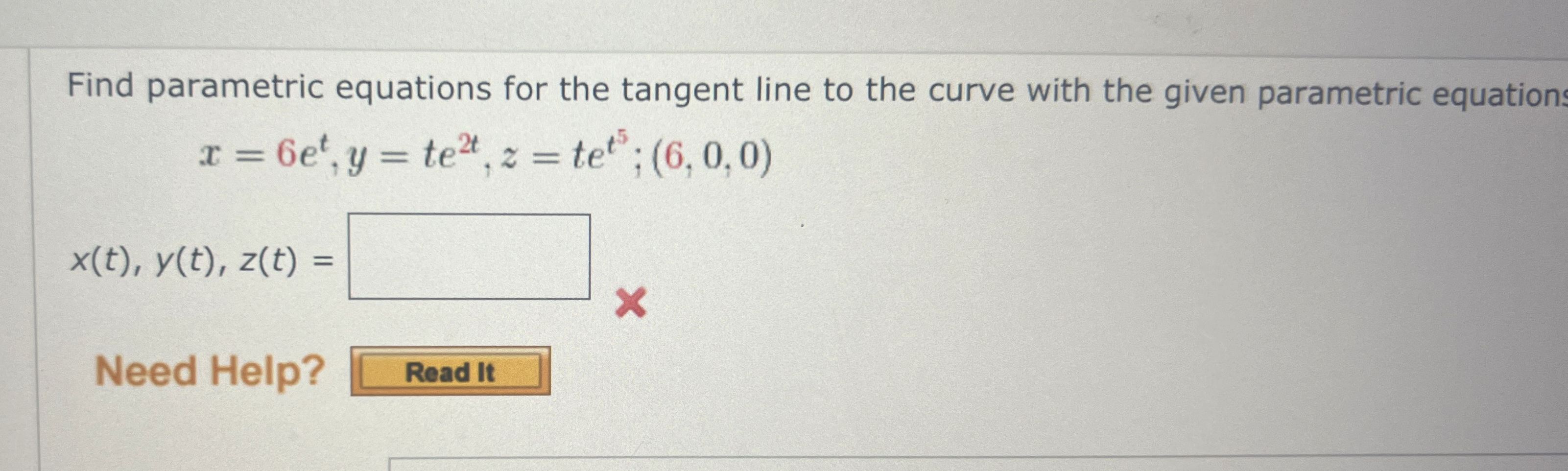 [Solved] Find parametric equations for the tangent line to