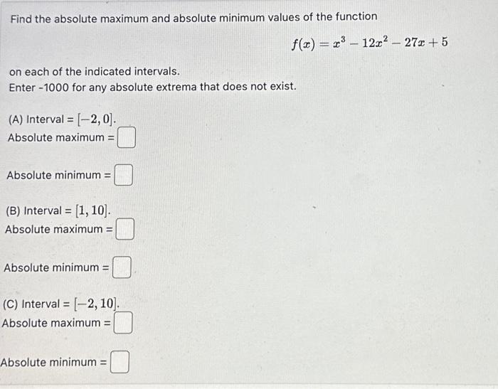 how to find absolute maximum and minimum values of a function