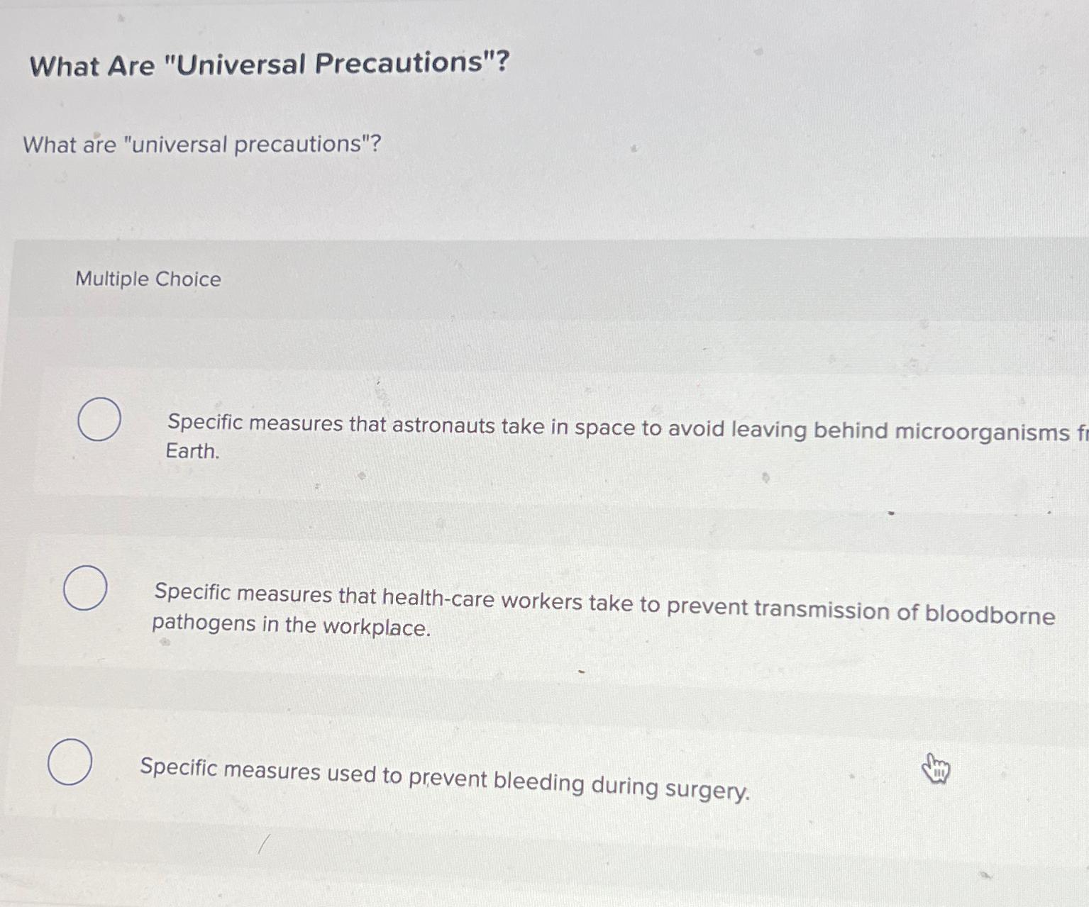Solved What Are "Universal Precautions"?What are "universal