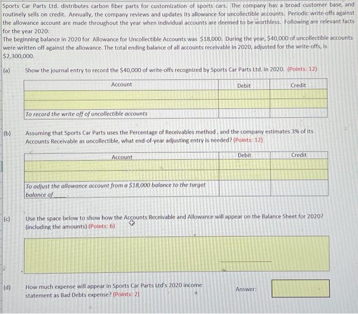 Solved Sports Car Parts Ltd. distributes carbon fiber parts