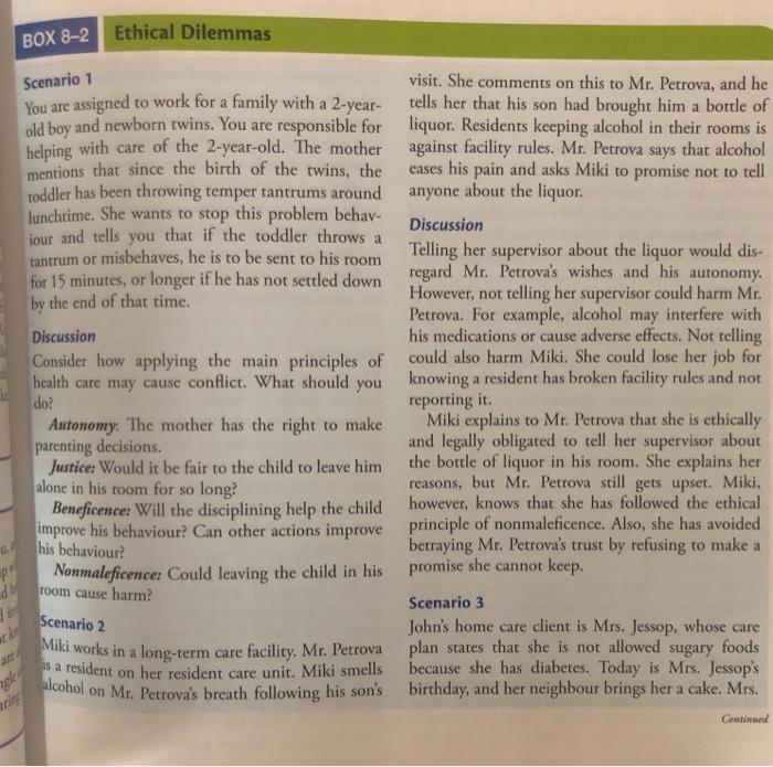 Solved box 8 2 ethical dilemmas scenario 1 visit she chegg