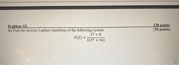 Solved 220 points [20 points) Problem #3: A) Find the | Chegg.com