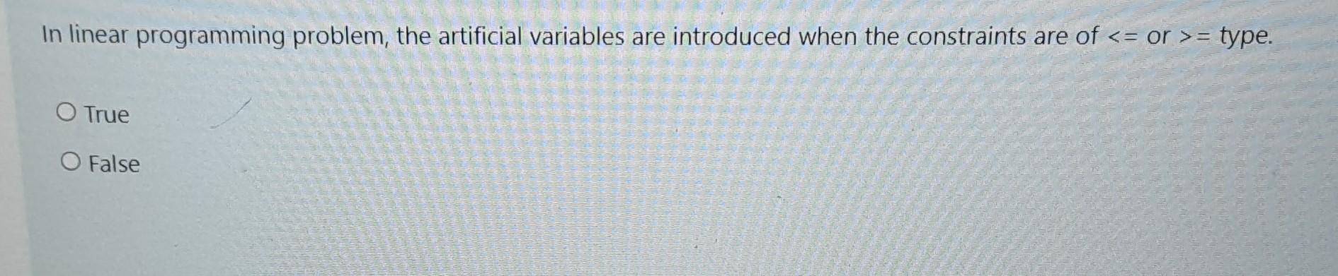 Solved In linear programming problem, the artificial | Chegg.com