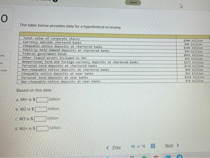 Solved Saved O The table below provides data for a | Chegg.com