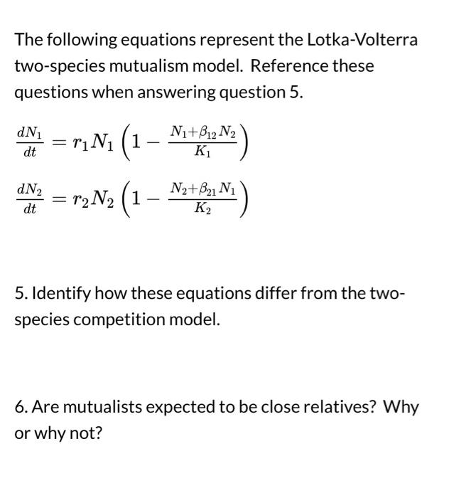 Solved The Following Equations Represent The Lotka-Volterra | Chegg.com