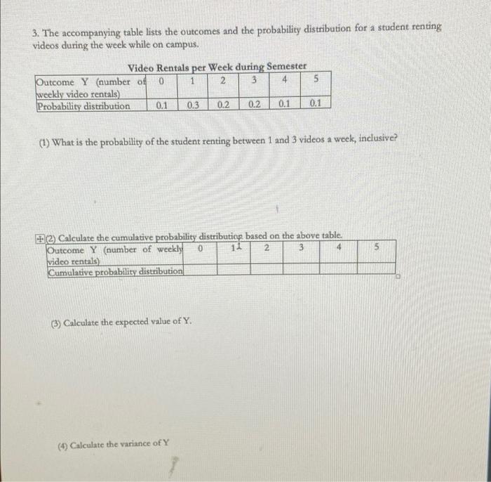 Solved A 3. The Accompanying Table Lists The Outcomes And | Chegg.com