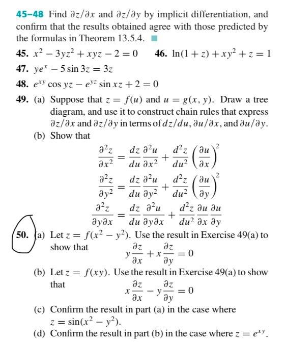 Solved 45-48 Find ∂z ∂x And ∂z ∂y By Implicit 