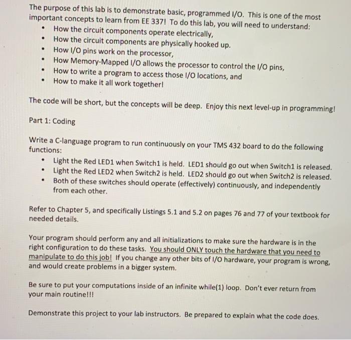 Solved The purpose of this lab is to demonstrate basic, | Chegg.com