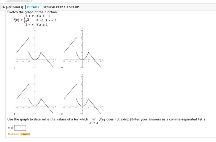 Solved 5. [-/2 Points] DETAILS SESSCALCET2 1.3.507.XP. | Chegg.com