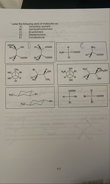 Solved Label the following pairs of molecules as:A) | Chegg.com