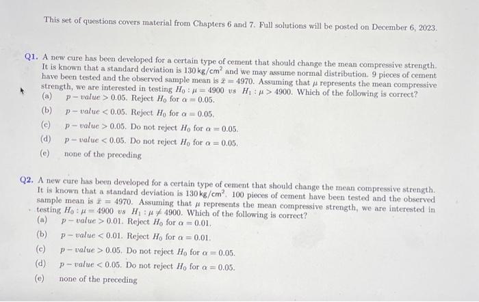 Solved This Set Of Questions Covers Material From Chapters 6 | Chegg.com