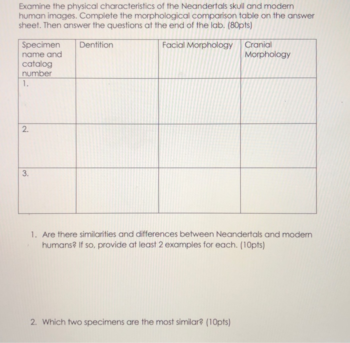 Solved Examine The Physical Characteristics Of The Chegg Com