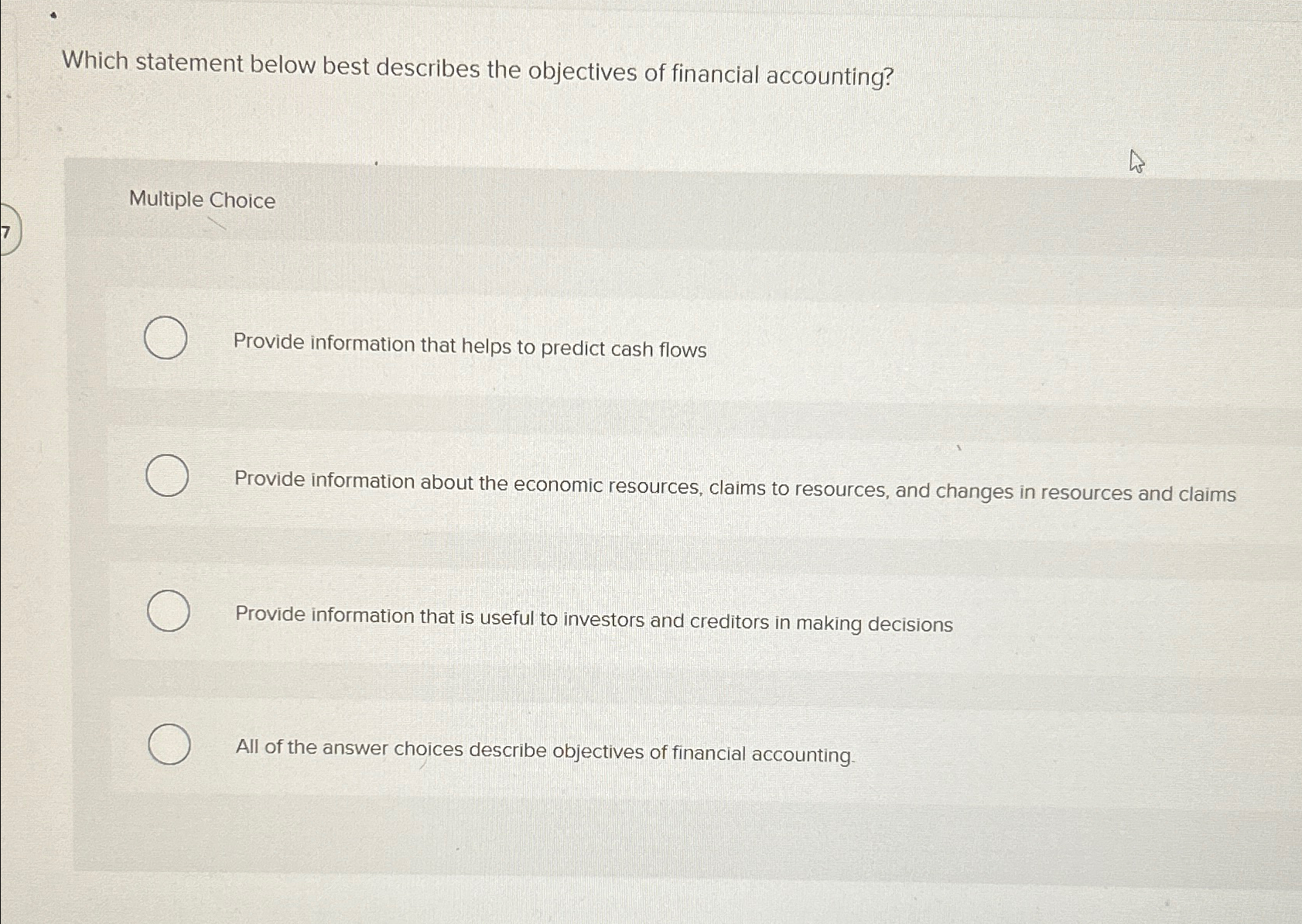 Solved Which statement below best describes the objectives | Chegg.com