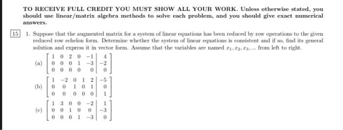 Solved TO RECEIVE FULL CREDIT YOU MUST SHOW ALL YOUR WORK. | Chegg.com