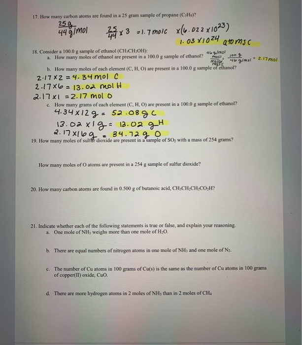 Solved 44 G Mol 25 X 3 X 6 022x1023 1 03x1024 Mo 2 17 Chegg Com