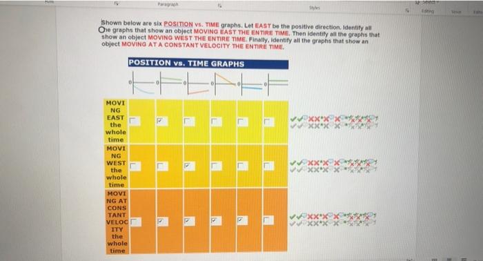 Solved The table below shows position data for different | Chegg.com