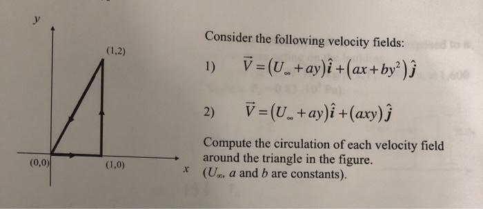 Solved 1 2 Consider The Following Velocity Fields 1 Chegg Com