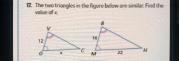 Solved 12 The two triangles in the figure below are similar. | Chegg.com