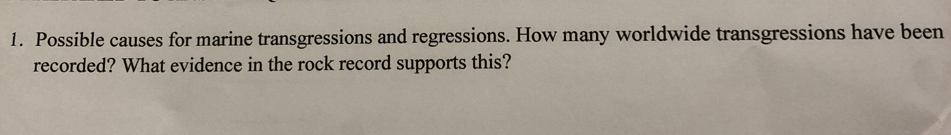 Solved Possible causes for marine transgressions and | Chegg.com