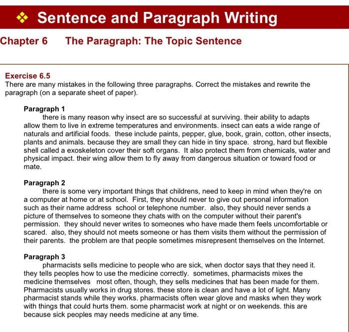 Sentence and Paragraph Writing Chapter 6 The | Chegg.com