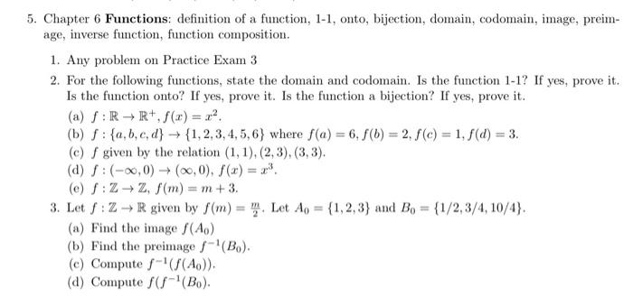 Solved Chapter 6 Functions: definition of a function, 1-1, | Chegg.com