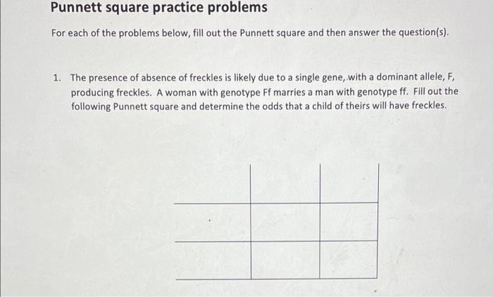 Solved Punnett square practice problems For each of the | Chegg.com