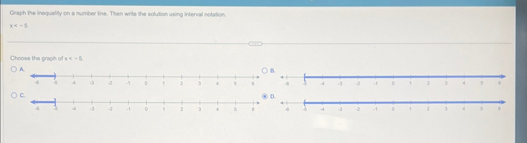 Solved Graph the inequality on a number line. Then write the | Chegg.com