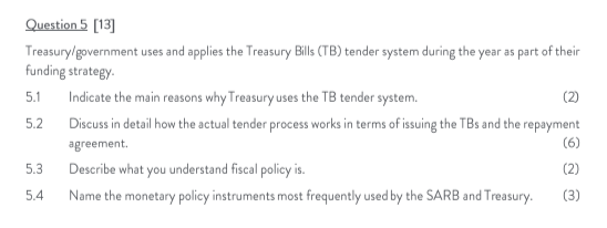 Solved Question 5 [13] Treasury/government Uses And Applies | Chegg.com