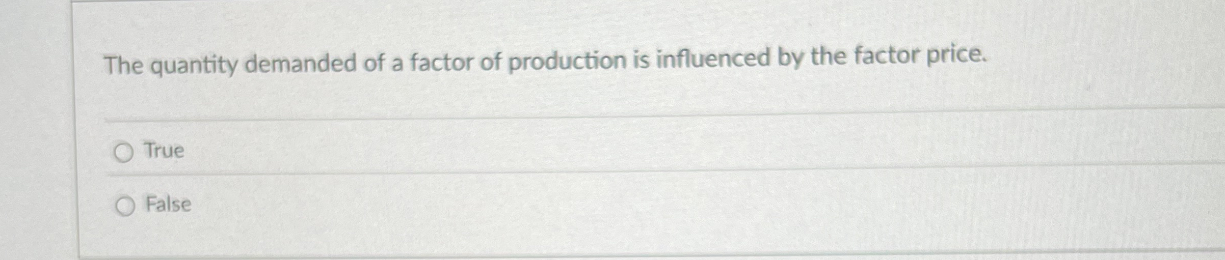 Solved The quantity demanded of a factor of production is | Chegg.com