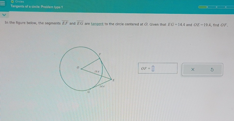 Solved CliciesTangents of a circle: Problem type 1In the | Chegg.com