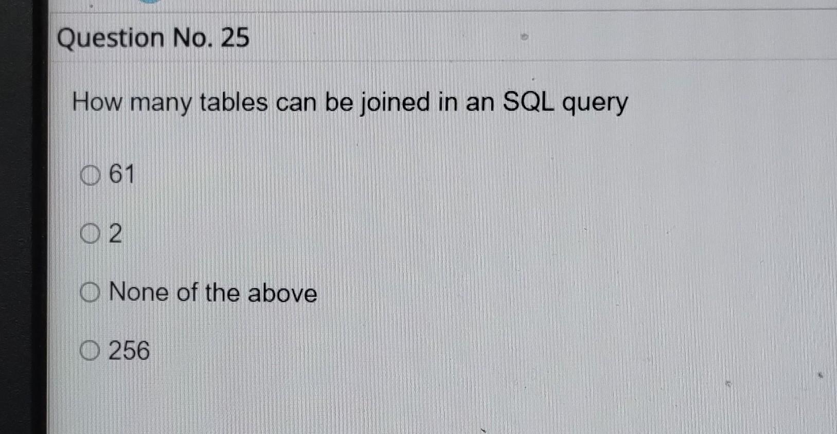 How many tables can be joined in an SQL query 61 2