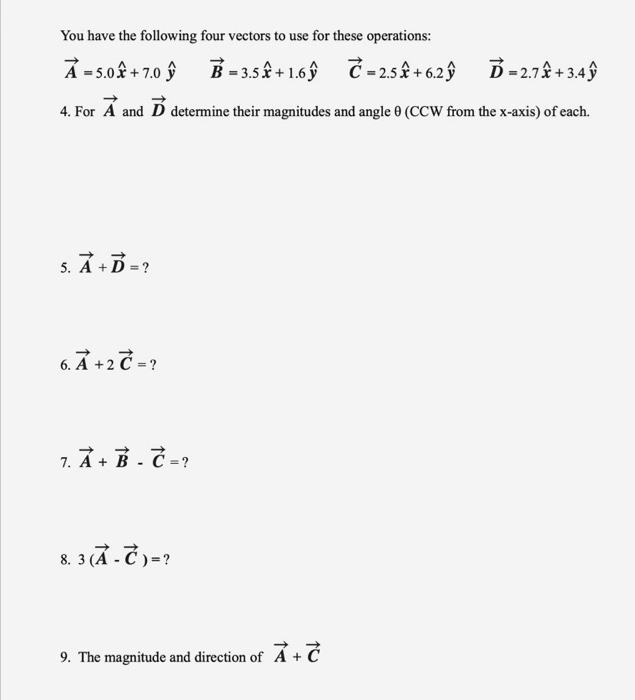 Solved You Have The Following Four Vectors To Use For The Chegg Com