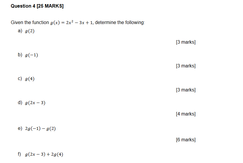 Solved Question 4 [25 ﻿MARKS]Given the function | Chegg.com