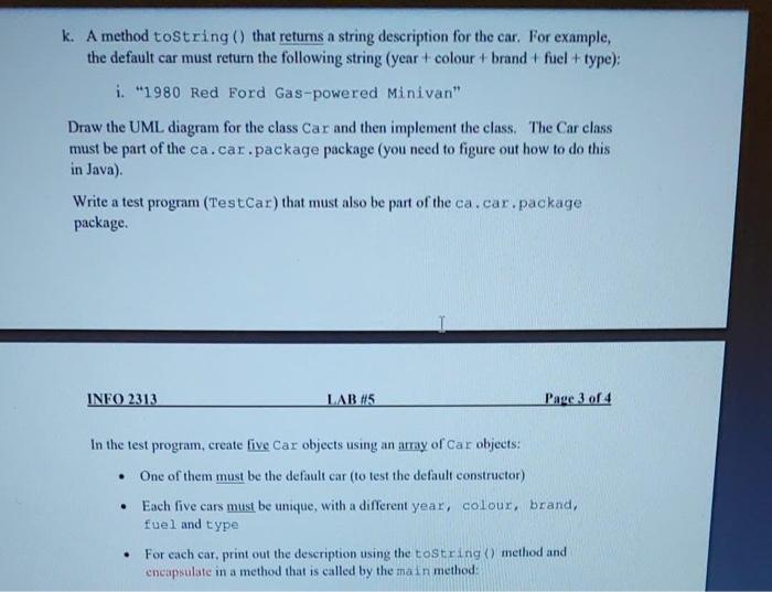 Solved C5.1. (Chapter 9) Design a public class named Car to | Chegg.com